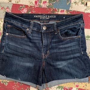 American Eagle Outfitters dark denim shorts.